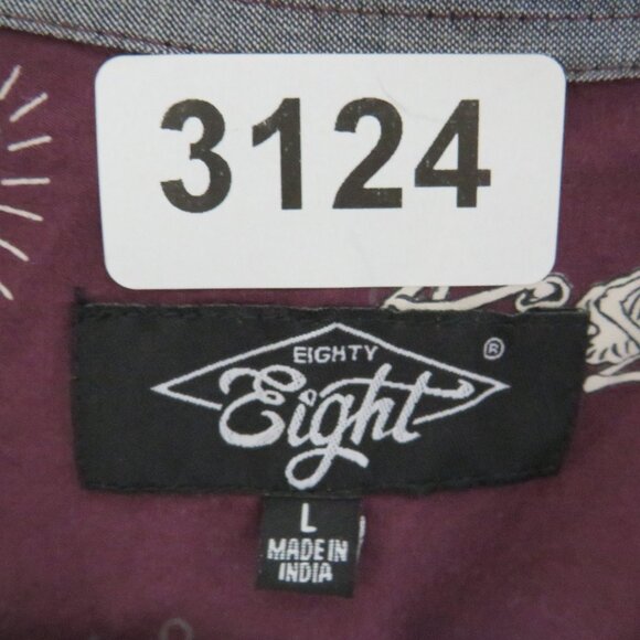 Eighty Eight* Men's Short Sleeve Button Down Curved Hem Print Shirt~ Size Large - Picture 3 of 11